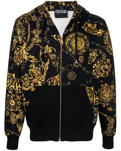 versace multi print zip hoodie|Versace hoodies for men.